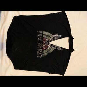 Express deep V choker graphic tee